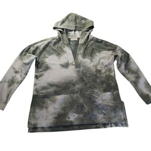 Melloday Tie Dye Hoodie Pullover V-Neck Sweatshirt Womens M Boho Festival Lounge